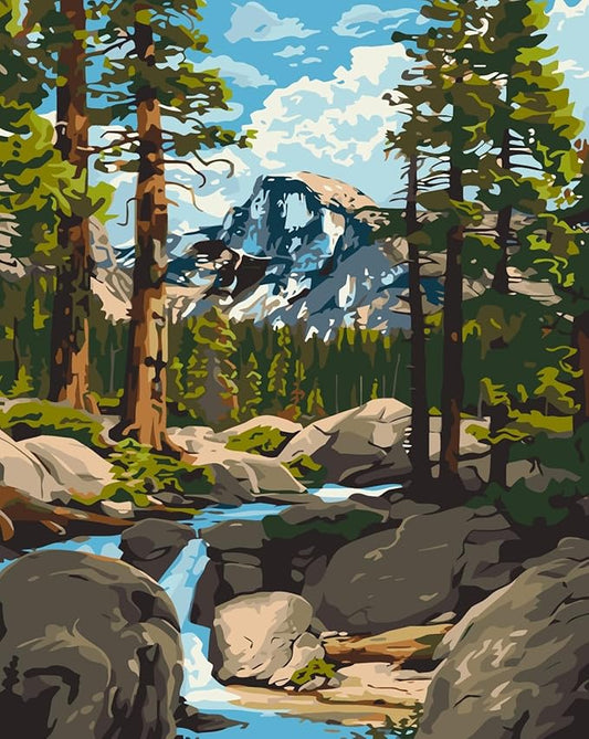 Mountain Paint by Numbers Kit for Adults Beginners, Landscape Adult Paint by Number Kits On Canvas, DIY Acrylic Oil Painting Kits for Beginners, Color by Number Adult for Home Wall Decor 16x20Inch