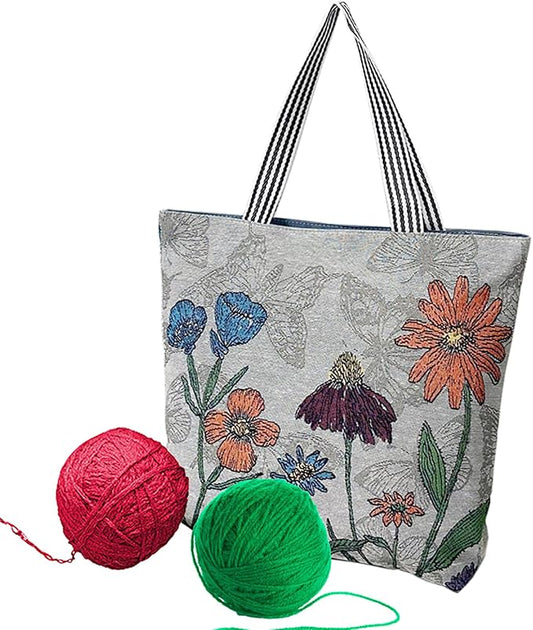 Crochet Bag Organizer for Yarn, Large Knitting Bag Portable Yarn Storage Bag for Knitting Needles Crochet Hooks (D)