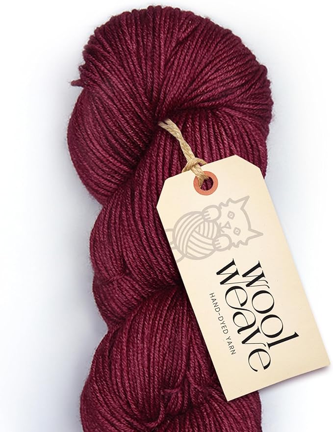 Superwash Merino Wool Yarn for Knitting & Crocheting - Premium Hand Dyed, 100gr, 240 Yards, Dk Weight - Luxurious, Soft & Durable Dark Red Yarn