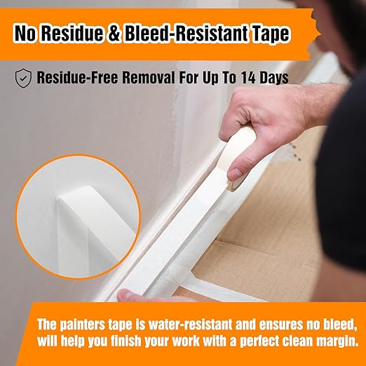 HongWay Masking Tape 1 Inch, 20 Rolls x 55yd (1100yds in Total), Painters Tape for Painting Labeling Arts Crafts, Easy Removal, No Residue (0.94in White)