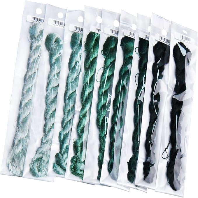 Natural 100% Silk Thread, Handmade Embroidery Thread Silk Floss 9 Colors 110m Each (34)