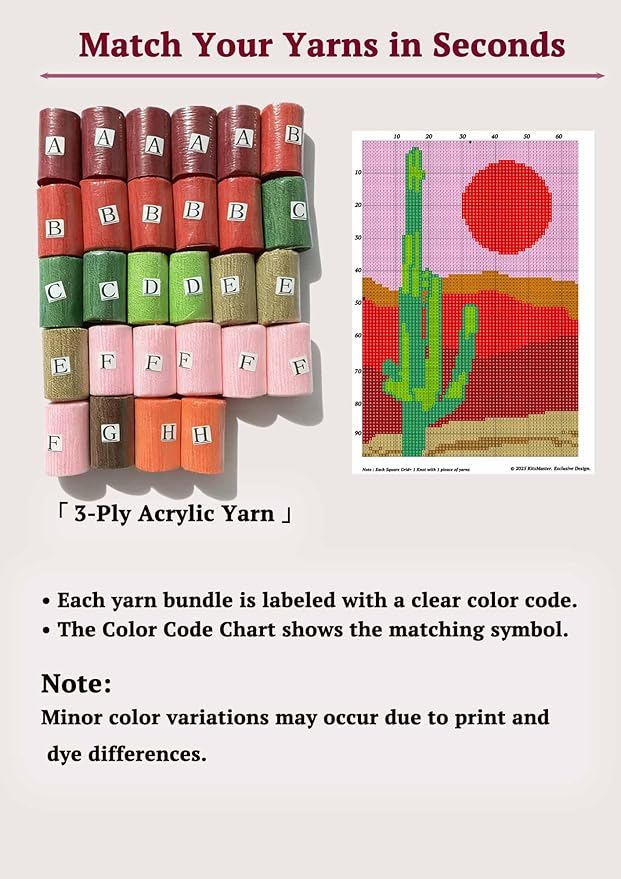 Beginner Latch Hook Kits for Adults & Kids - Pre-Printed Color Canvas Rug Making Set, Anti-Slip Backing, 2 Hooks, Yarn Labeled by Letters - DIY Craft for Home Decor, Gift23.6''x15.8'' (Desert Charm)
