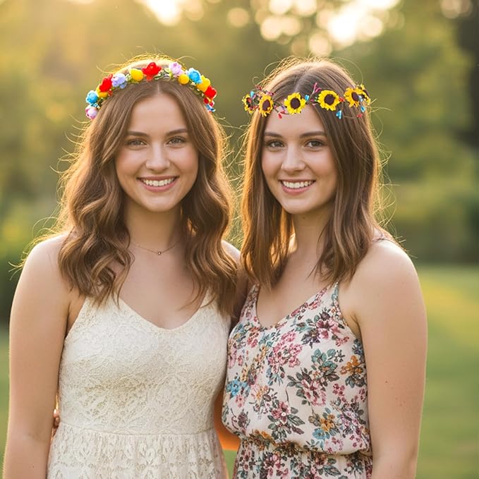 KorViSHOW DIY Flower Crowns Making Kit, 149 Pcs Handmade Rose Sunflower Floral Headband Making Kit, DIY Creativity Fairy Flower Hair Accessories Craft Set for Women Make Your Own Princess Arts Gifts