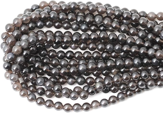 cheavian 45pcs 8mm natural ice obsidian gemstone round loose beads crystal energy stone healing power for diy jewelry making 1 strand 15"