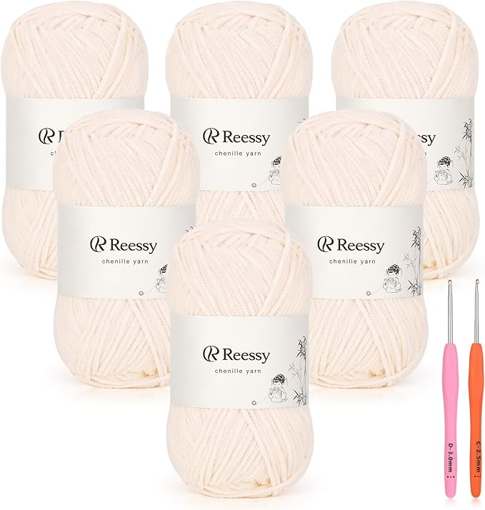 Skinny Chenille Yarn for Crocheting - 6 Pack of 50g/158yd (948yd Total) - Soft Matte Thin Chenille CYC #2 - Fine Weight Baby Yarn for Plush Toys, Baby Blankets & Small Crafts(Blossom)