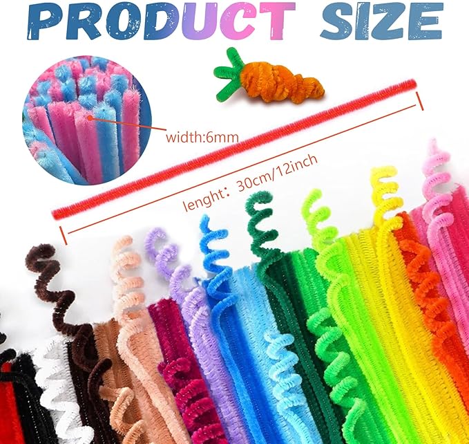 Pipe Cleaners,300PCS Multicolored,Pipe Cleaners Craft,Juegos para Niños,Arts and Crafts,Art Supplies,Craft Supplies Pipe Cleaners Bulk for Projects Creative DIY Decorations School Supplies for Kids ﻿