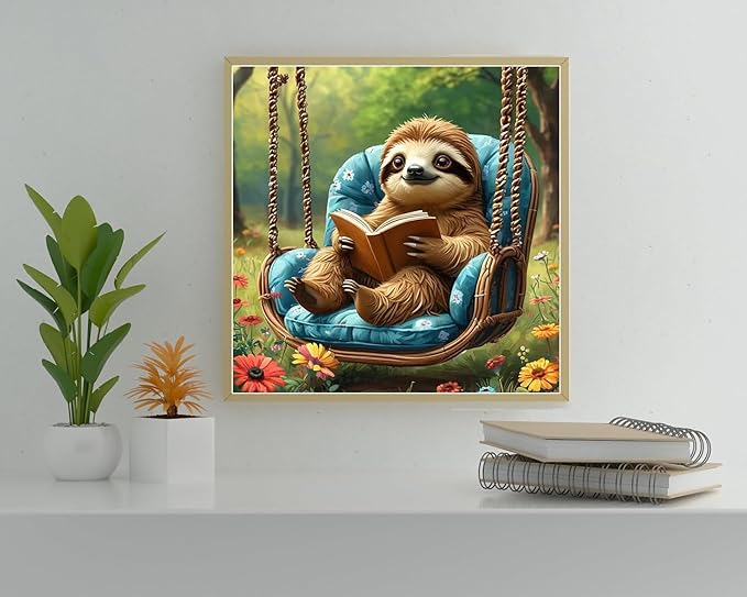 ARPADAMO Square Diamond Art Kits for Adults-Sloth Square Drill Diamond Painting,Square Diamond Art,DIY Animal Gem Art Kits for Adults and Crafts for Gifts and Home Wall Decor 12x12inch