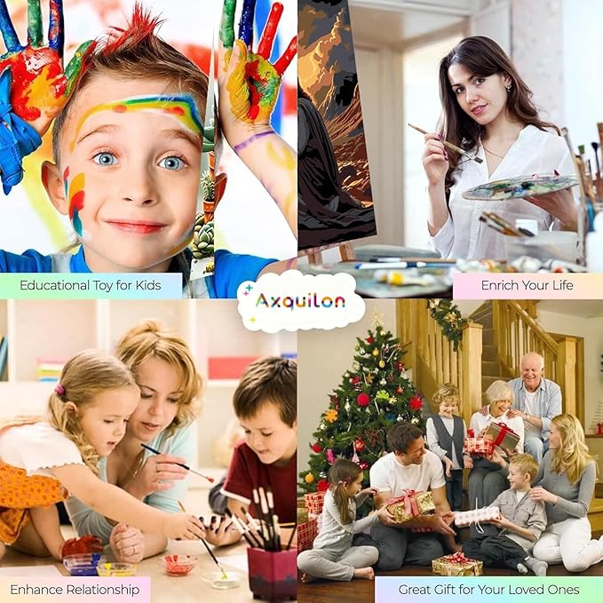 Axquilon Framed Paint by Numbers Kit for Adults-Jesus Adult Paint by Number Kits with Easel, Easy Adults' Paint-by-Number Kits Oil Painting for Gift Home Wall Decor 8x8in