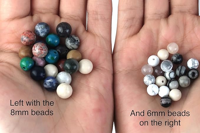 500pcs 8mm Natural Round Stone Beads,Multiolor Crystal Energy Stone，Loose Gemstone Accessories Hole Size 1mm,DIY Smooth Beads Necklace Bracelet for Jewelry Making,(8MM-24Colors Materia-A)
