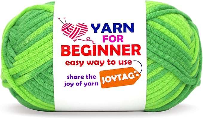 50g Rainbow Beginner Crochet Yarn for Crocheting and Knitting Multicolor Cotton Crochet Yarn for Beginners(Green Variegated)