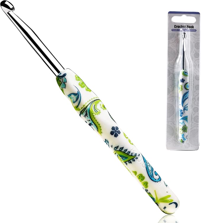 6.5mm Looen Crochet Hook, Ergonomic Handle for Arthritic Hands, Soft Rubber Grip Extra Long  Knitting Needles for Crochet Beginners, Knitting Enthusiasts (6.5mm)