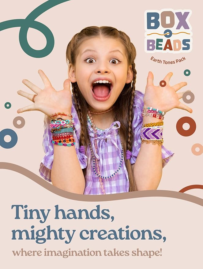 Box-O-Beads Earth Tones Clay Beads Bracelet Making Kit with 23550 Pieces - Premium Jewelry Making Kit Featuring 108 Unique Colors - Perfect Friendship Bracelet Gift for Girls and Teens