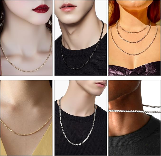 youbeiyee 10pcs stainless steel necklace chains bulk square rolo chain necklaces for men and women jewelry diy making (20inch)