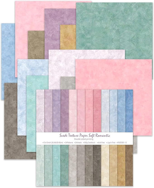 24 Sheets Scrapbook Paper 12" Double-Sided Photo Backdrop Patterned Craft Paper 160gsm for Junk Journals Greeting Cards Album Decoration(Boho Design C)