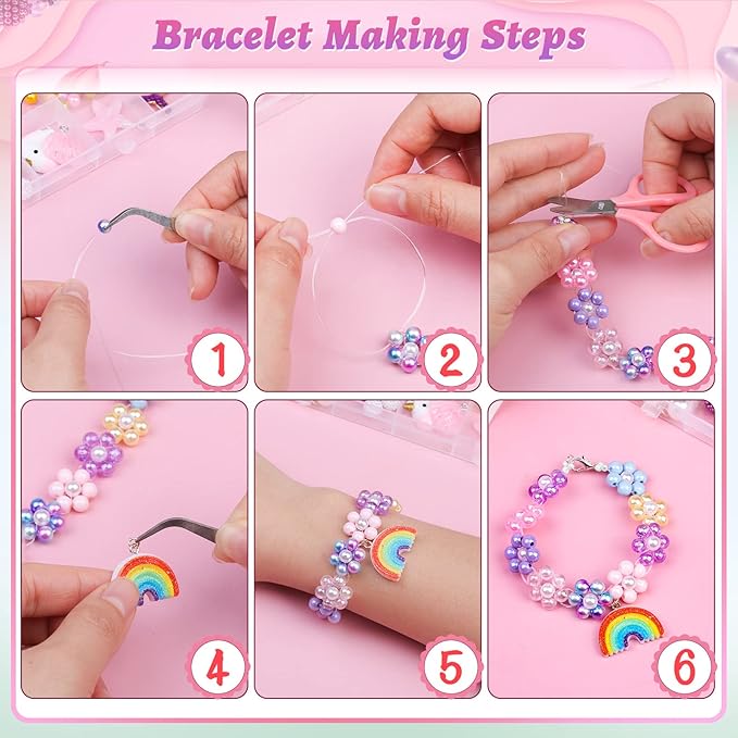 Cludoo 773Pcs Mermaid Charm DIY Beads for Jewelry Making, Unicorn DIY Bracelet Making Bead Kit for DIY Craft with Starfish Shell, Ocean Pearl Beads