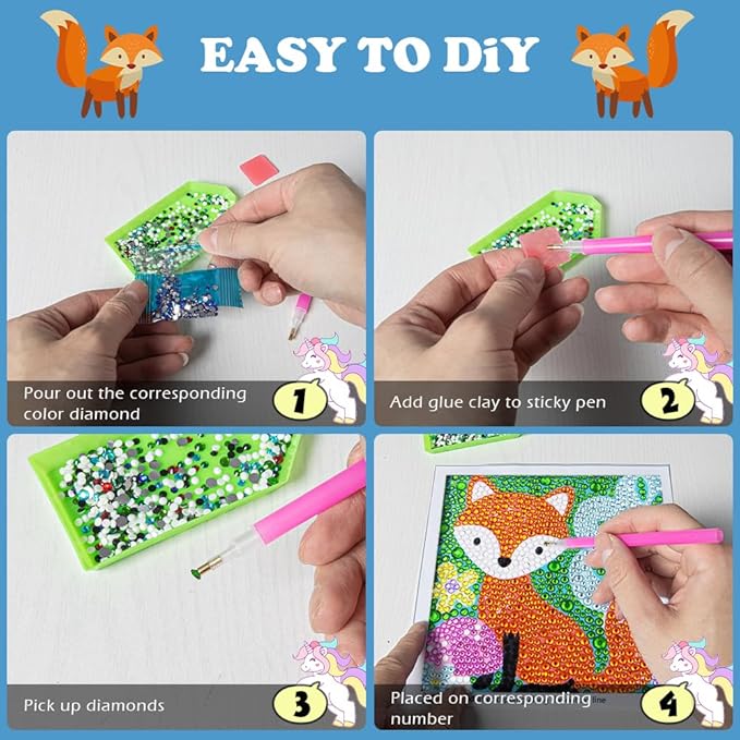 Labeol Diamond Art Kits for Kids Crafts for Girls Ages 6-8-10-12 Easy to DIY Creative Diamond Art Sticker Craft by Numbers Kits for Kids and Adult Beginners (Elegant)