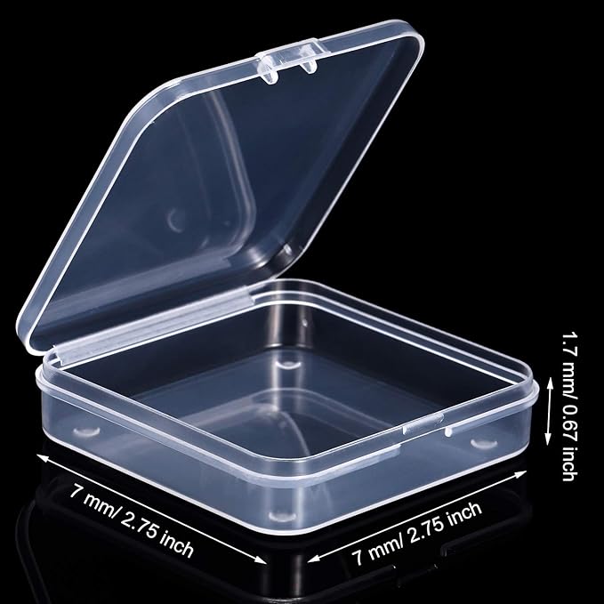 SATINIOR 12 Pack Clear Plastic Beads Storage Containers Box with Hinged Lid for Beads and More (2.75 x 2.75 x 0.67 Inch)