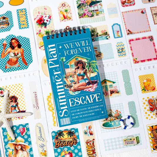 50 Sheets Precut Summer Vintage Scrapbook Stickers Book for Adults, Ephemera for Junk Journal Supplies, Antique Decorative Collage Stickers for Journaling, Scrapbooking, Scrap Book, Craft Arts