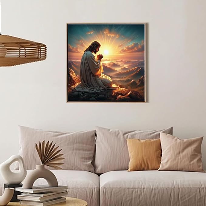 Camocin Diamond Art Kits for Adults Jesus, 5D Jesus Diamond Painting Kits for Adults Beginners, DIY Religious Full Round Dots Drill Gem Art Kit for Gift Home Wall Decor 14 x 14 Inch