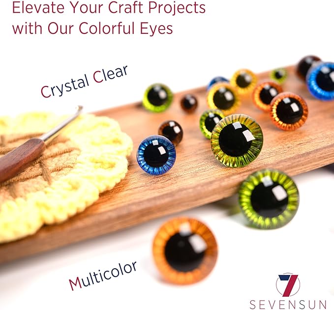 SEVENSUN 266 PCS Safety Eyes for Crocheting, Crochet Safety Eyes and Noses for Amigurumi Crochet Animals Craft Doll Eye Glasses