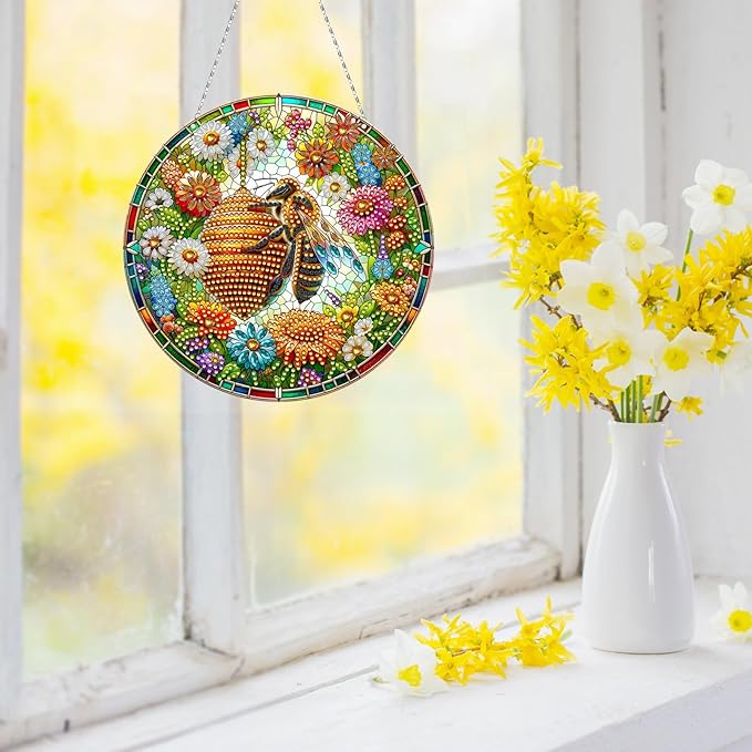 Generic DIY Hanging Diamond Pendant Special Shaped Crystal Diamond Art Painting Ornament Single Sided for Window Home Garden Wall Door Decor-Hive