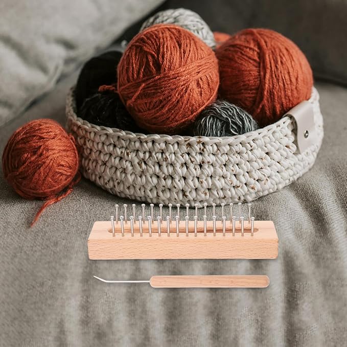 1 Set Knitting Looms Wooden Scarf Loom Woolen Weaving Kit Scarf Hats Making Tools Crochet Hook for DIY