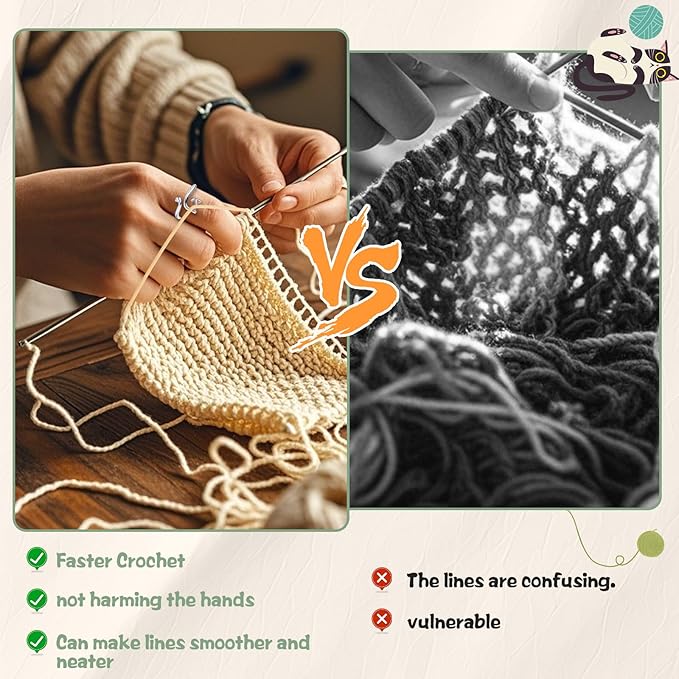 10Pcs Crochet Rings for Tension Control - Adjustable Yarn Guide Ring with Cat Ear Design - 5 Colors Metal Finger Ring for Faster Crocheting (Perfect Gifts for Crafters/Mothers/Grandmas)