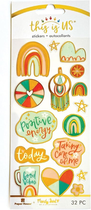 Paper House Productions This is Us Mandy Ford Shiny Foil Enamel Effect Sticker Sheet for Crafts, Scrapbooking & Collecting - Rainbow Inspiration