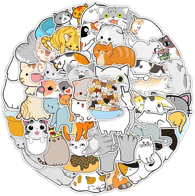 50Pcs Waterproof Vintage Stickers,Scrapbooking Supplies Kit,Aesthetic Decorative Craft Sticker for Planner, Bullet Journaling, Junk Journal, Water Bottles, Laptop, Retro Craft.Big Cat