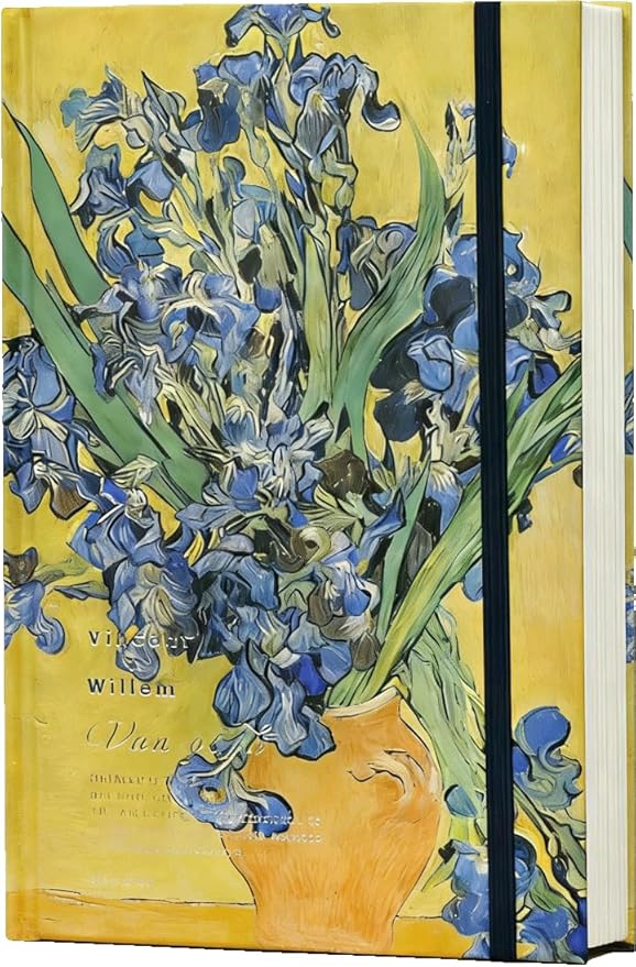 Blank Journal Notebook, Art Journal, Sketch book, 130gsm, Thick Paper Sketchbook, A5, Hardcover Drawing Notebook, Blank Page, Lay Flat, Unlined, Van Gogh Irises, Sketch Books for Adults