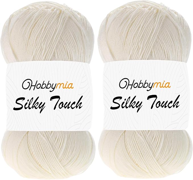 Silky Touch Acrylic Yarn - Soft Sport Weight Yarn for Crochet & Knitting - 100g / 383yds - 100% Microfiber Acrylic - Lightweight Fine Smooth Yarn(Brown - Light Cream, 2 Skeins)