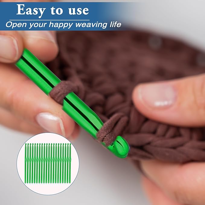 Crochet Hooks, 20 Pcs 4mm Crochet Hook US Size G (Size 6) Aluminum Knitting Needles Crochet Supplies for DIY Yarn Crafts Beginners (Green)