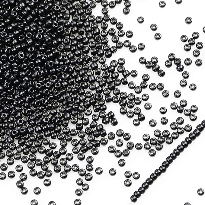 Bala&Fillic Opaque Black Color 3mm Seed Beads About 3600pcs/100Grams in Bag, 8/0 Glass Craft Beads for Making Bracelet and Necklace (Black)