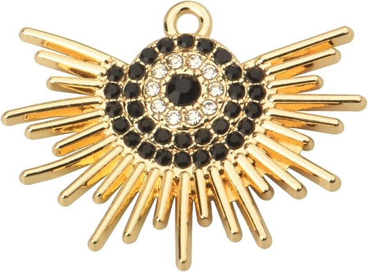 Pack of 20 Rhinestone Charms Gold Plated Pendants Pave Crystal Accessories for Necklace Bracelet Jewelry Making DIY Crafting