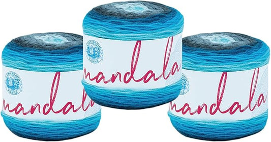 Lion Brand Yarn, Mandala DK Lightweight Yarn for Knitting, Crochet, and Crafts, Spirit, 3 Pack, Self-Striping Acrylic Fiber for Baby Blankets, Multicolor Shawls and Variegated Cardigans
