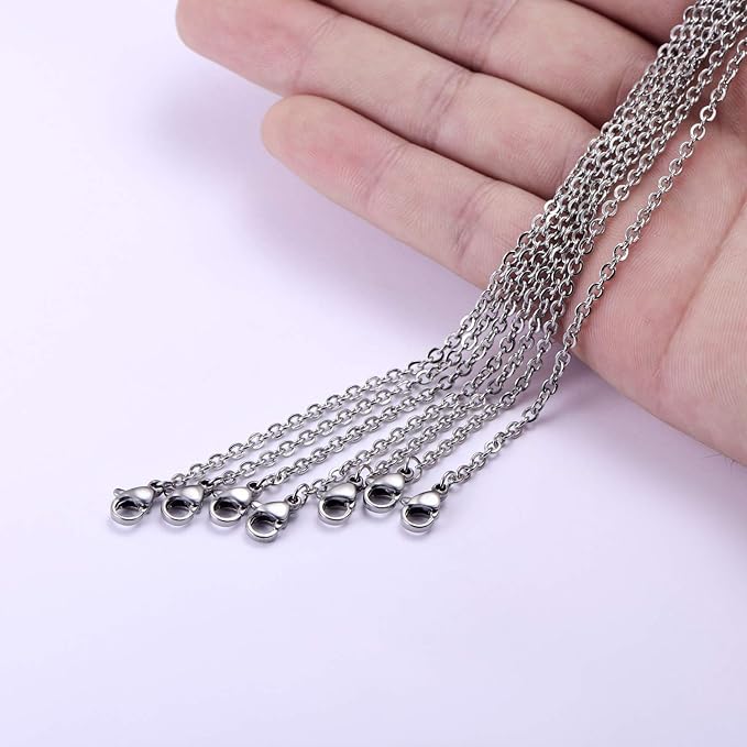 30 pack 16 inch necklace chain stainless steel link cable chain necklace with lobster clasps for diy jewelry making