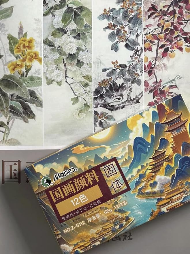 Easyou Marie's Chinese Painting Color Solid Pigment Watercolor Set Pigment 12plate*12colors