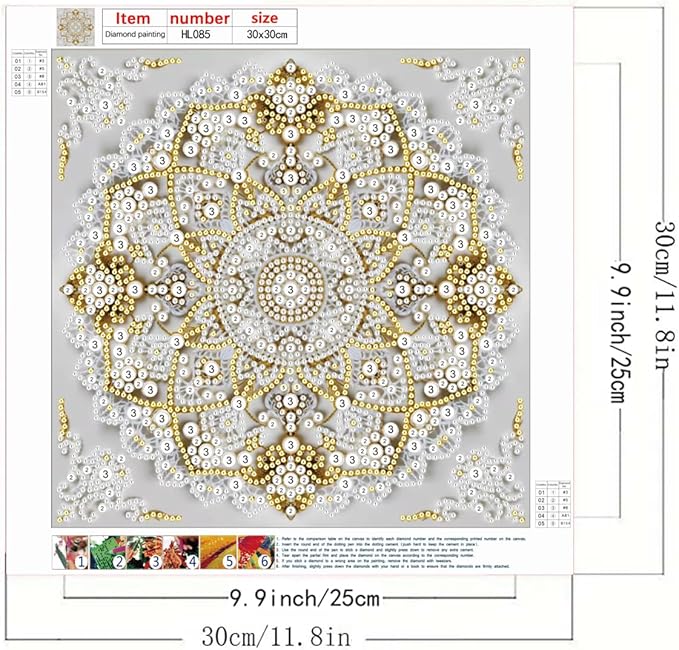 GEMFAMILY 5D Diamond Painting Kits for Adults,DIY Special Shaped Diamond Art Kit for Mandala,Pearl Diamond Dots Painting Crystal Rhinestone Gem Art for Home Wall Decor 11.8 X 11.8 Inch
