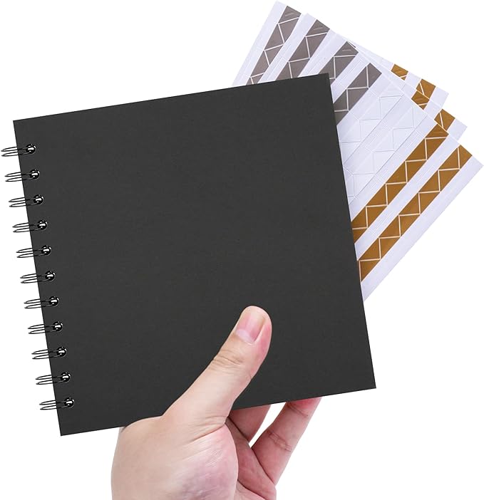 Polaroid Scrapbook Photo Album, 6.3"x6.3" DIY Scrapbook Album Hardcover Kraft Paper with 20 Sheets 40 Pages, Stylish Memory Book for Wedding, Anniervsary, Family, Travel, Black