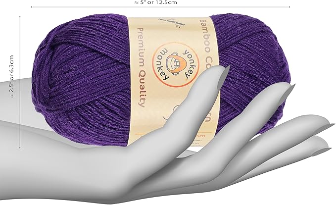 10-Pack of Yonkey Monkey 500 Grams Yarn - 70% Rayon derived from Bamboo, 30% Cotton - Imported - Violet 9022