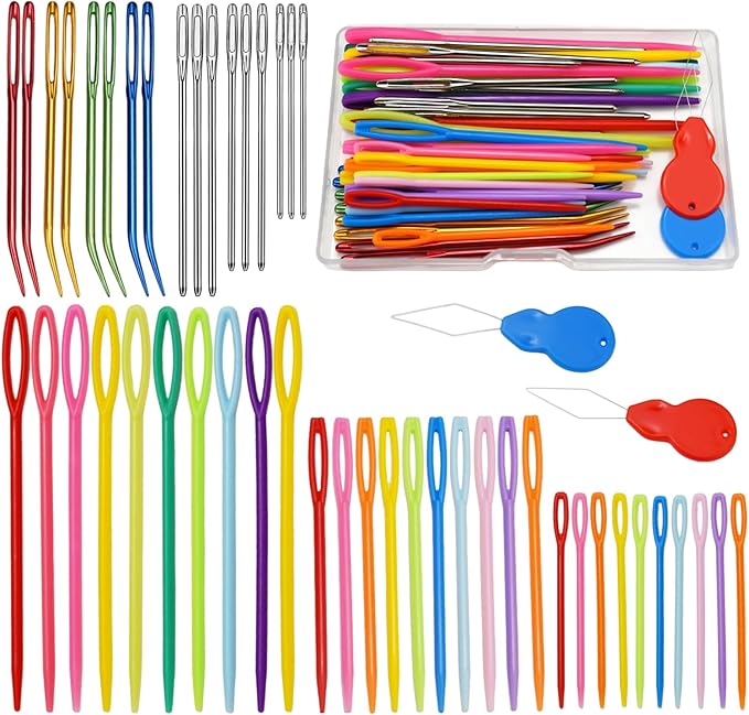 DeliaVo 49 Pcs Yarn Needles Set, Assorted Crocheting & Darning Tapestry Needles for Yarn, Crochet Kit for Knitting Sewing Weaving
