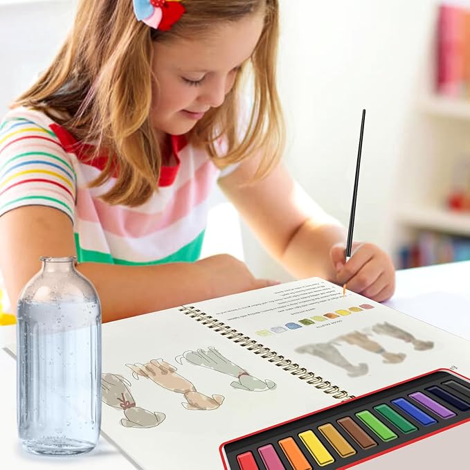 TLM Beginner Watercolor Kit, Multi Theme with 12-Color Palette & 1 Brushes, Premium Bleed-Resistant Paper Art Set, Easy-to-Learn Painting Kit for Creative Exploration & Gifting