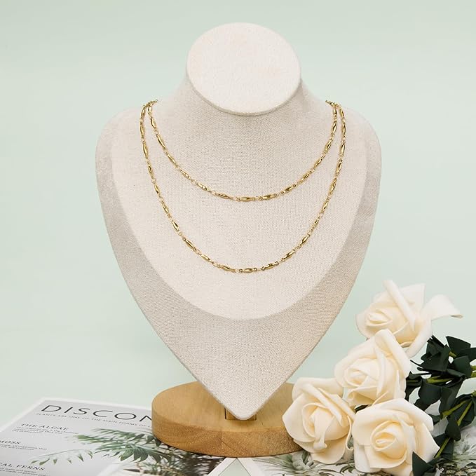 YOUBEIYEE 13 Feet Gold Plated Chain for Jewelry Making Stainless Steel Bar Link Chains Bulk on Spool with Jump Rings Lobster Clasps