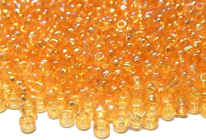Perlin Glass Seed Beads 4mm 6/0 Round 1100pcs Mini Small Pony Spacer Beads Kit for Jewelry Making Earrings Bracelets Pendants Waist DIY Handmade (Gold AB Transparent)