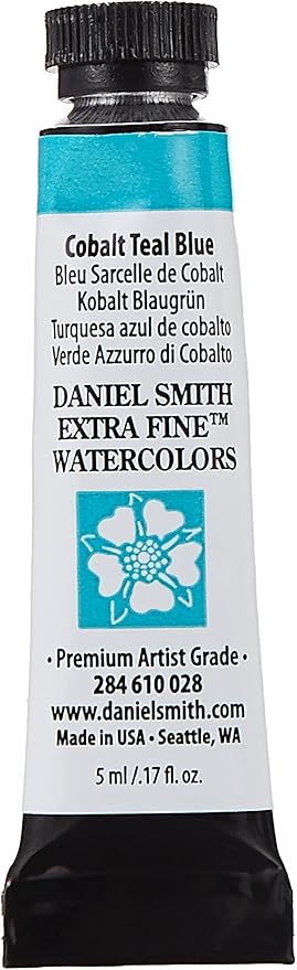 Daniel Smith Extra Fine Watercolor Paint, 5ml Tube, Cobalt Teal Blue, 284610028, 0.17 Fl Oz (Pack of 1)