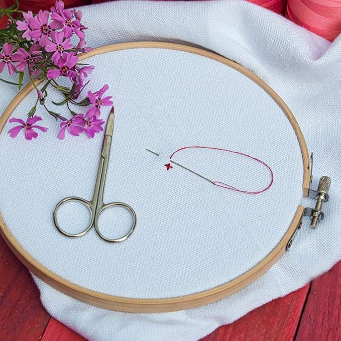 giemson embroidery hoop 12 pieces 8 inch round embroidery hoops bamboo circle cross stitch hoop for embroidery and art craft sewing