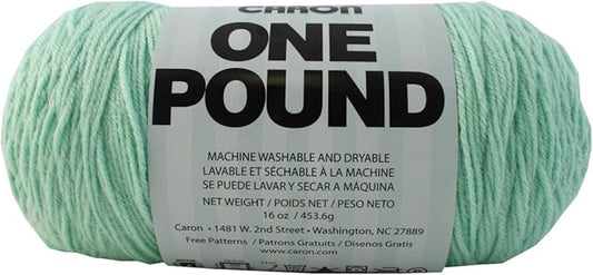 Caron One Pound Solids Yarn, 16oz, Gauge 4 Medium, 100% Acrylic - Pale Green- For Crochet, Knitting & Crafting ( 1 Piece )