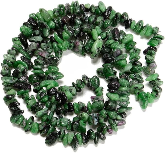 7-8mm Natural Ruby Zoisite Gemstone Chips Beads Healing Crystals Waist Bracelets Necklace Kit Irregular Stone DIY Crafts Design Jewelry Making