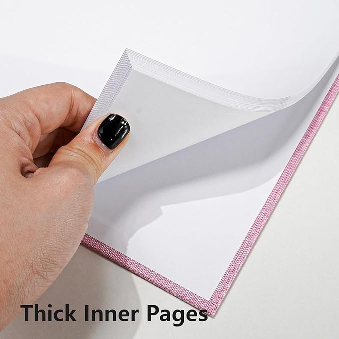 7x7 Inch Scrapbook DIY Photo Album Linen Cover Hardcover White Pages 20 Sheets Small Scrap Memory Book Pink