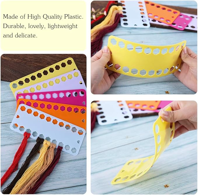 5 Color Plastic Floss Bobbin, Plastic Sewing Thread Winding Plate Board Card for Cross Stitch Embroidery Thread Bobbins Organizer Craft DIY Sewing Storage
